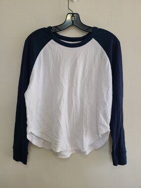 Faherty Women's Cloud Longsleeve Baseball Tee Navy Sporty Size M